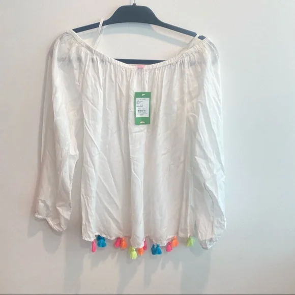 Lily Pulitzer White Top with Neon Tassels - Picture 2 of 7